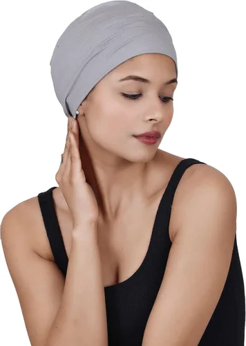 Vista 2 de SAKUCHI Sombreros de quimioterapia sólidos para dormir de bambú suave para mujer, gorro de cáncer