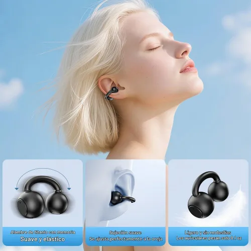 Vista 2 de Auriculares abiertos, Bluetooth 5.4 Clip On Auriculares para Deportes (negro)