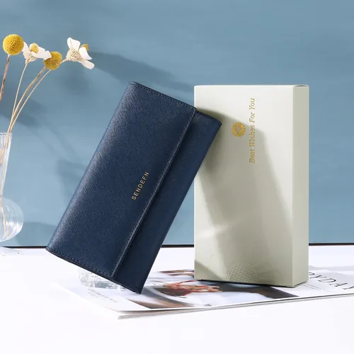 Vista 6 de SENDEFN - Cartera de cuero para mujer, portatarjetas con bloqueo RFID, monedero para mujer con cierre