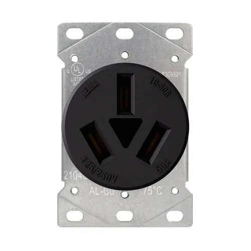 Vista 11 de AIDA NEMA10-30R Receptáculo de alimentación de montaje empotrado con placa frontal de acero inoxidable de 2 cuadras, toma de corriente de hoja recta