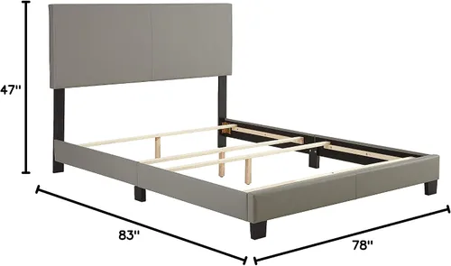 Vista 24 de Boyd Sleep Napoli - Marco de cama plataforma de cuero vegano gris tamaño King totalmente tapizado con cabecero ajustable - Se requiere somier