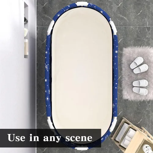 Vista 6 de Bañera plegable, gran bañera portátil para adultos, independiente con espuma térmica gruesa para el hogar, baño, spa (XL cielo azul)