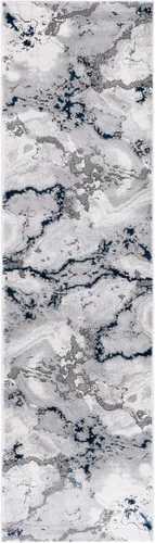 Vista 3 de SAFAVIEH Craft Collection - Alfombra para pasillo, 2 pies 3 pulgadas x 8 pies, gris y azul, diseño abstracto moderno, no desprende pelusa y de fácil