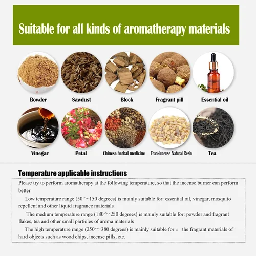 Vista 3 de Quemador de incienso eléctrico con temporizador, quemador de fragancia de cerámica de temperatura ajustable, difusor de aceite perfumado de resina