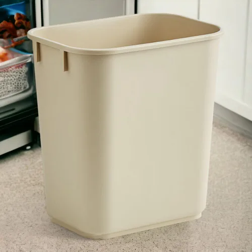 Vista 5 de Cubo de basura rectangular beige de 10 galones para restaurante, papelera comercial, papelera de plástico para oficina, cubo de basura para baño