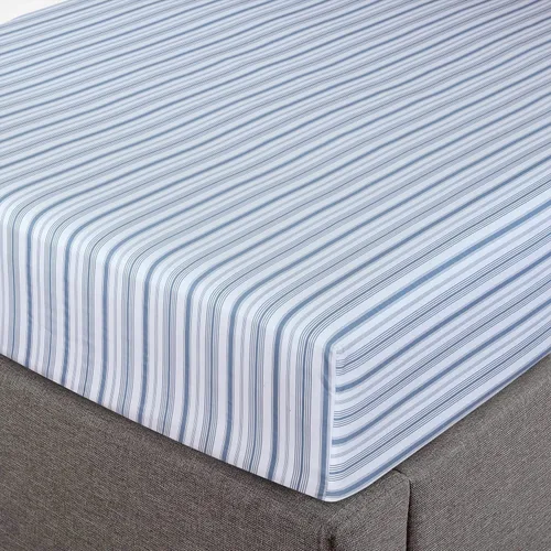 Vista 10 de Feather & Stitch - Sábana bajera ajustable de 100 % algodón, tejido satén de damasco, transpirable a rayas, sábana elástica para colchón de 18