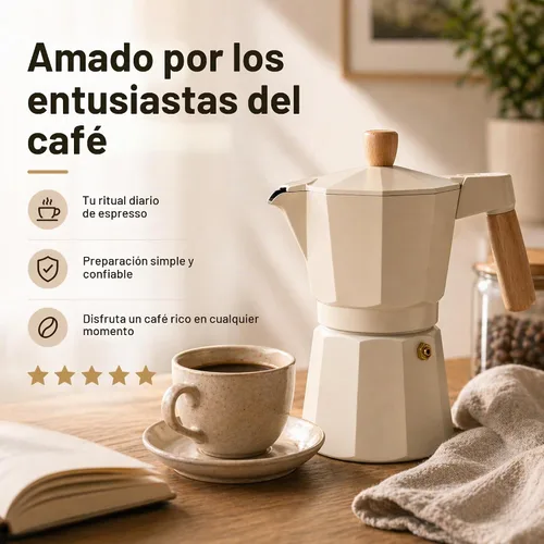 Vista 9 de ANGORA BRANDS Vondra - Olla de aluminio para moka (2 a 6 tazas), cafetera espresso para estufa, cafetera italiana clásica, cafetera percoladora