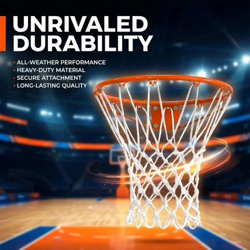 Vista 6 de PSLER Basketball net Outdoor, Basketball Hoop net White Standard Basketball net Measures 22 inches and has 12 Loops, suitables for Indoor and
