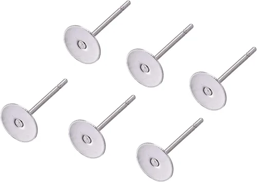 Vista 15 de Craftdady Juego de 60 aretes de acero inoxidable de 0.197 in, dorados, plateados, dorados, plateados, aretes en blanco, kit de fabricación