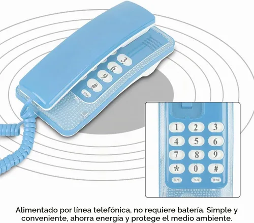 Vista 5 de Mini teléfono de pared, teléfono fijo retro para montar en la pared con función de flash y función de silencio de llamada, interfaz RJ45 alimentada