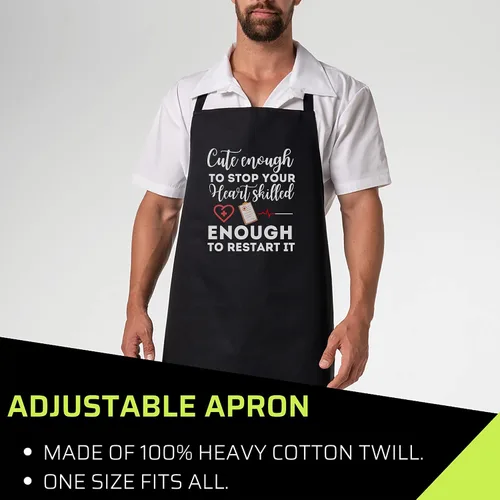 Vista 2 de Delantal negro de enfermera, lindo día de San Valentín, CNA CRNA LPN LVN LAD CPN camiseta de enfermería delantales de cocina negros, Negro