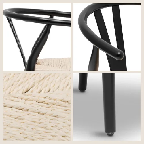 Vista 7 de Poly & BARK Weave Sillas de Comedor – Sillas de Comedor Wishbone Modernas de Mediados de Siglo con Brazos, Marco de Madera Maciza, Uso en Interiores