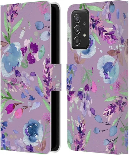 Vista 276 de Head Case Designs Officially Licensed Ninola Abstract Poppies Lilac Floral Leather Wallet Case Compatible with Samsung Galaxy A07 4G