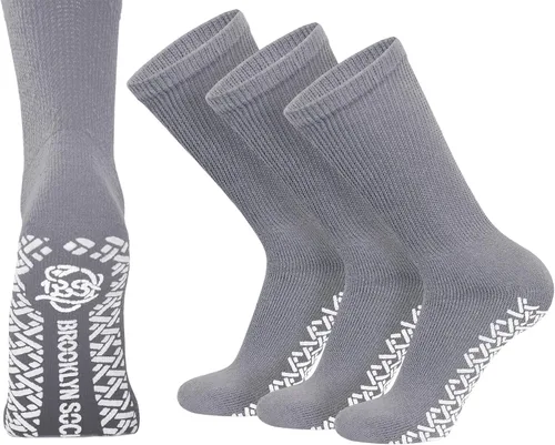 Vista 11 de Calcetines Brooklyn de algodón antideslizantes para diabéticos con neuropatía, sin apretar, control de tracción, paquete múltiple Negro - 12 pares