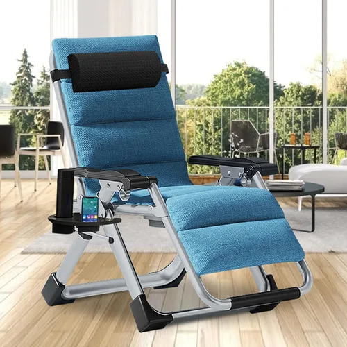 Vista 14 de DoCred - Silla reclinable plegable cómoda para dormitorio y sala de estar, silla de patio con cojín extraíble para interiores y exteriores
