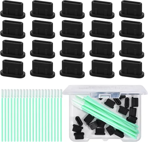 Vista 7 de Cubierta USB C, paquete de 10 protectores de puerto de cargador tipo C para iPhone 17 16 15 Pro Max, Samsung Galaxy S24, S23, S22 Ultra S21 FE S20