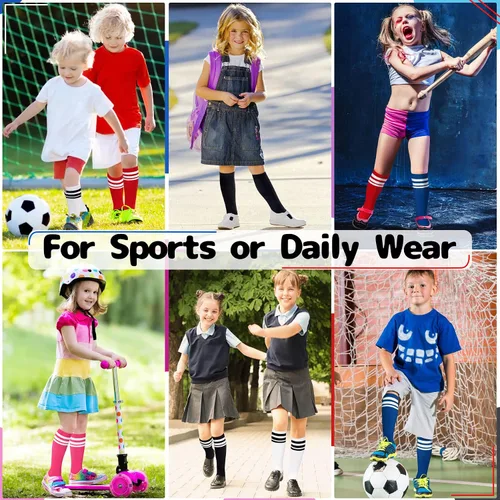Vista 3 de Olreco Calcetines de fútbol para niños pequeños, calcetines de fútbol para niños y niñas, calcetines de fútbol para jóvenes, calcetines altos hasta