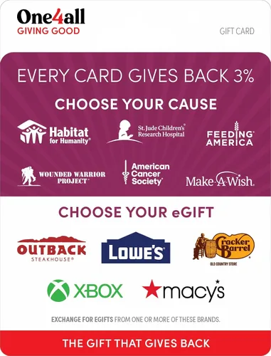 Vista 2 de One4all Giving Good Joy Physical Gift Card - $25