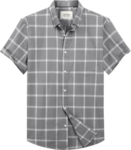 Vista 18 de Alimens & Gentle - Camisa de manga corta Oxford para hombre con ajuste regular, cuello abotonado y bolsillo