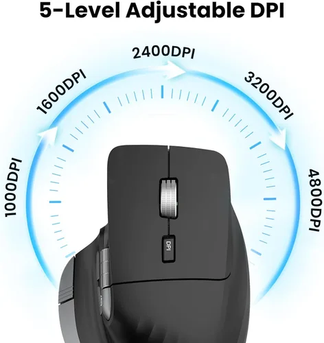 Vista 4 de CITLLA Ratón Inalámbrico Bluetooth, Ratón Silencioso Recargable Ergonómico con Múltiples Dispositivos, DPI Ajustable, Desplazamiento Rápido y Rueda