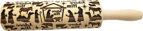 Vista 16 de Rodillo de amasar con relieve de ángeles navideños FELIZ NAVIDAD para decorar galletas de jengibre navideñas