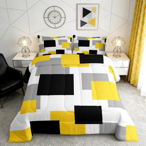 Vista 62 de Castle Fairy Juego de edredón con estampado azteca occidental, juego de ropa de cama geométrica a rayas marrones para niños y adolescentes