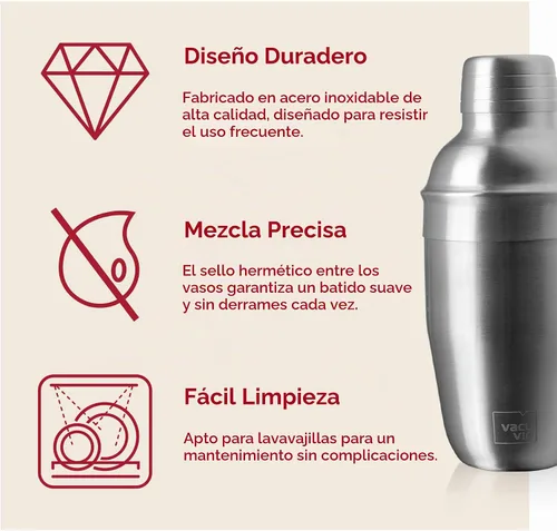 Vista 6 de Vacu Vin Juego de cóctel Plus, kit de barman de acero inoxidable de 7 piezas con agitador, jigger, muddler, colador, vertedor, tamiz y cuchara