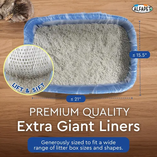Vista 3 de Alfapet Revestimientos Originales para Caja de Arena para Gatos con Tamiz - Extra Gigante 60 Unidades - Bolsas de Arena para Gatos Resistente al