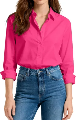 Vista 24 de Camisas de vestir ajustadas de algodón para mujer, blusas de manga larga para oficina, blusas con cuello