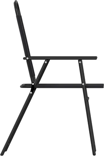 Vista 8 de BizChair Sillas plegables para patio, sillas de césped de textileno para exteriores con reposabrazos, juego de 4, color negro