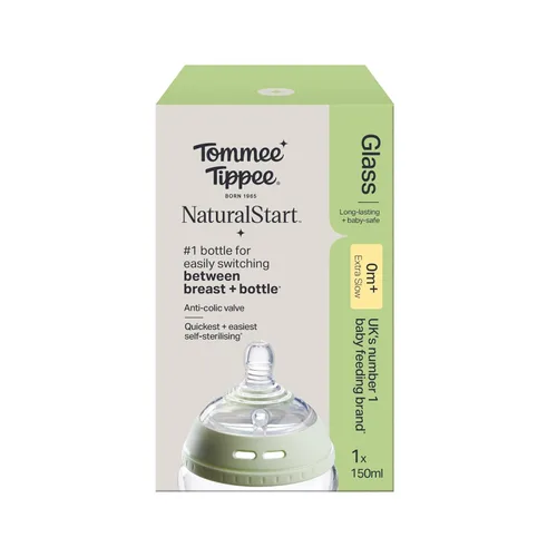 Vista 9 de Tommee Tippee Closer to Nature - Biberón de cristal, 5 onzas, transparente