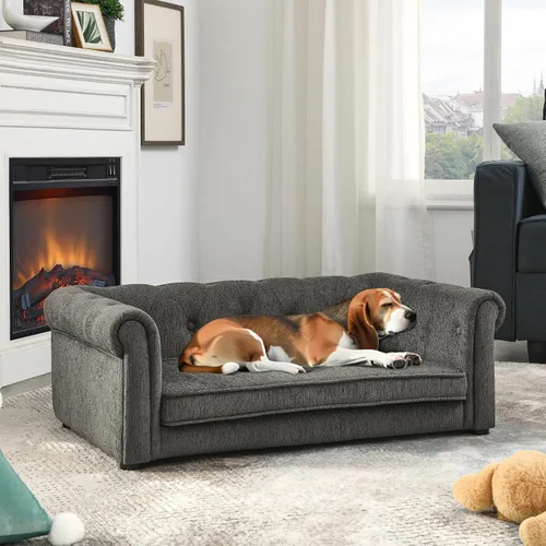 Vista 9 de KEIKI Cama para perros medianos y grandes, sofá cama elevada para mascotas, sofá elevado duradero para perros con patas, cama para mascotas de 39