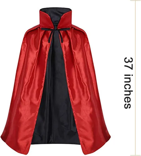 Vista 2 de Seasons Stars SSDecor Capa de vampiro reversible para niños, disfraz de bruja mago de Halloween, accesorios