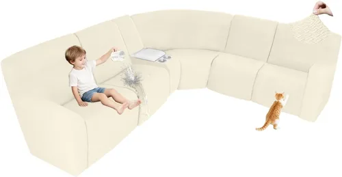 Vista 54 de ALIECOM Fundas 100% impermeables para sofá seccional reclinable, forma de L, elásticas, para esquina, funda para sofá seccional reclinable, lavable
