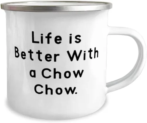 Vista 2 de Life is Better With a Chow Chow. Taza de camper de 12 onzas, Chow Chow Dog, regalos de amor para perro Chow Chow