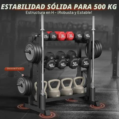 Vista 2 de Jusgym Dumbbell Rack Stand Only, 3 Tier Adjustable Height & Angle 1100LBS