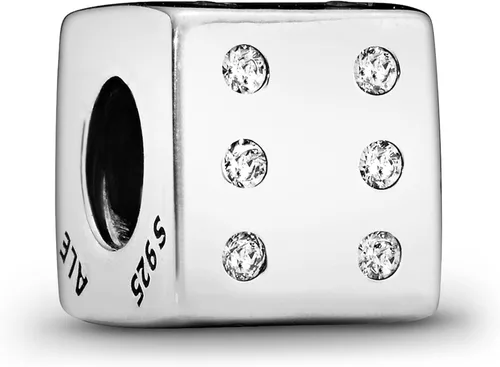 Vista 2 de Pandora Pulsera con dije de dados Impresionante joyería para mujer Regalo para mujeres en tu vida Hecho con plata de ley y circonita cúbica, sin
