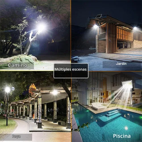 Vista 4 de UT - Luces solares para exteriores, 56 luces LED de seguridad solar con control remoto, sensor automático del atardecer al amanecer IP66