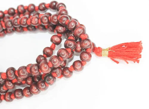 Vista 2 de IS4A Collar de cuentas Japa Mala de madera roja (palisandro) de 0.315 pulgadas + 1 oración de meditación anudada a mano
