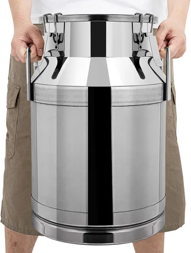 Vista 11 de Lata de leche de acero inoxidable de 20 L, cubo de leche para vino, cubo de vino, jarra de leche con tapa sellada resistente, con tapa sellada