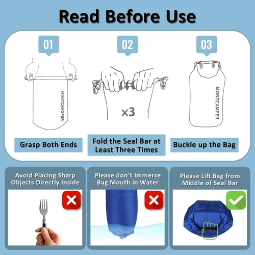 Vista 4 de Bolsa seca impermeable de 30D nailon - Adecuada para senderismo, kayak y rafting - Bolsa de almacenamiento impermeable portátil con cierre de rollo