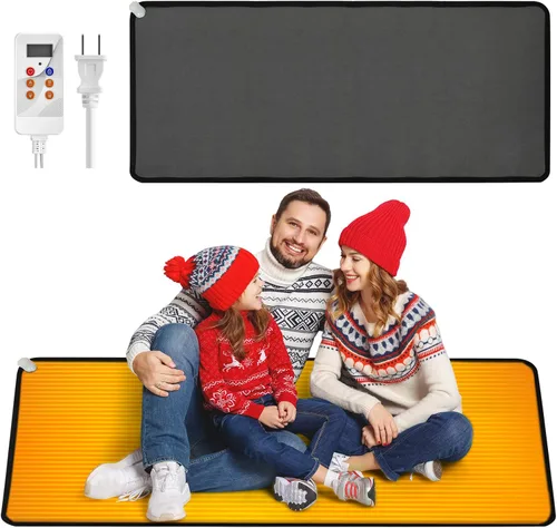 Vista 13 de QOUBAI Alfombra Calefactora de Suelo de PVC de 110V Calentador para Calentador de Pies Debajo del Escritorio 22 x 20 Pulgadas Almohadilla Térmica