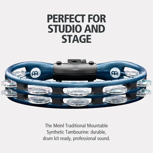 Vista 2 de Pandereta Meinl, jingles de aluminio, versión montable, azul