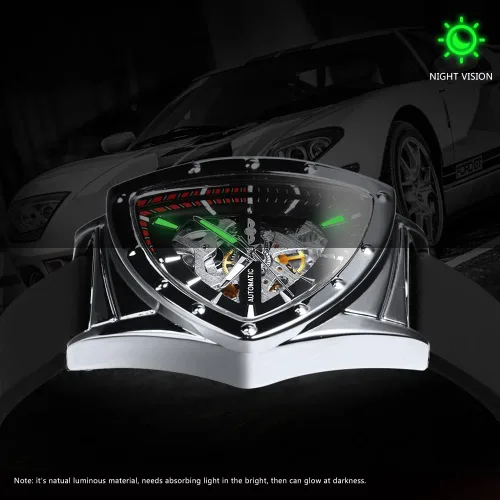 Vista 3 de Caluxe Reloj de pulsera mecánico automático de esqueleto militar para hombre, Mecánico