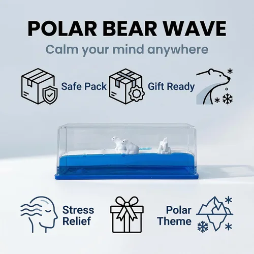 Vista 5 de Honsheng Figuras de oso polar insumergible, juguete líquido líquido en una caja, decoración del hogar, regalos para mujeres y hombres, escritorio