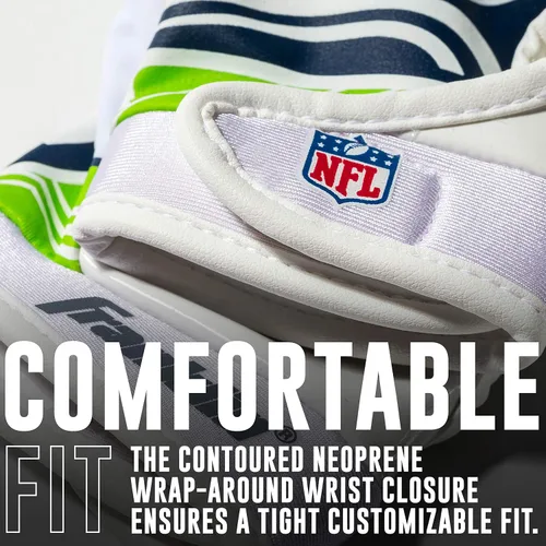 Vista 6 de Franklin Sports - Guantes de receptor de fútbol americano juvenil de la NFL, par de guantes de fútbol para niños con logotipos de equipos de la NFL