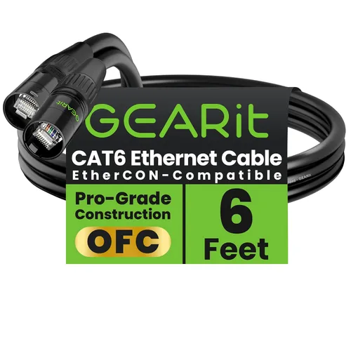 Vista 11 de GEARit Cable Ethercon CAT6 blindado (3 pies) de audio profesional e iluminación RJ45 EtherCON Cable compatible con EtherCON para estudio, escenario