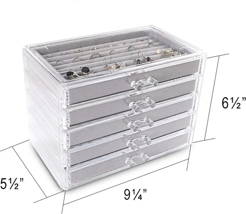 Vista 5 de Frebeauty - Joyero organizador de acrílico transparente de 5 niveles