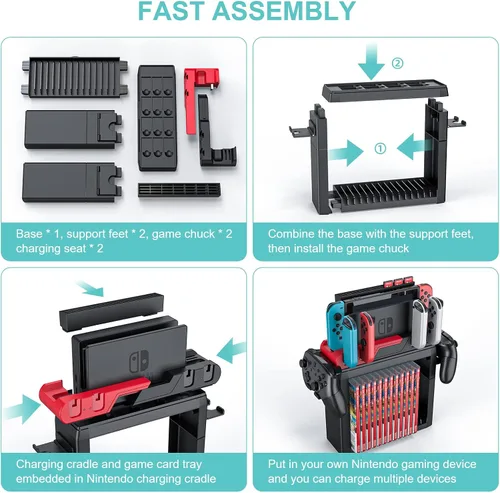 Vista 8 de MANMUVIMO Switch - Soporte de carga para almacenamiento de juegos, interruptor de muelle de TV, interruptor de cargador de juegos, kit de soporte