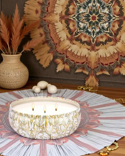 Vista 57 de M&SENSE Velas aromáticas de bayas cítricas, vela grande de lata de soja de 3 mechas, más de 40 horas de tiempo de combustión, cera vegana 100%